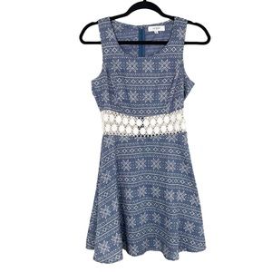 Umgee Blue Fairisle Crochet Waist Dress